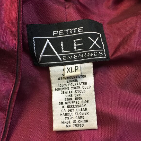 Alex Evenings Jacket Blazer Wrap Top XLP Woman's Petite Maroon Shiny 3/4 Sleeve - Picture 7 of 14